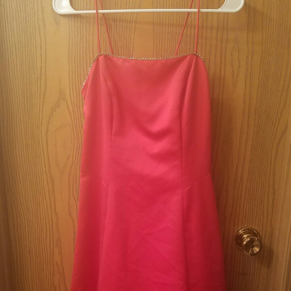 Prom Formal red satin strapless dress